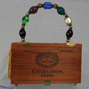 VTG Excalibur Wooden Ducktail Cigar Box Purse